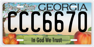 GA license plate CCC6670