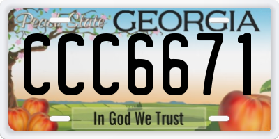 GA license plate CCC6671