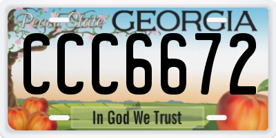 GA license plate CCC6672
