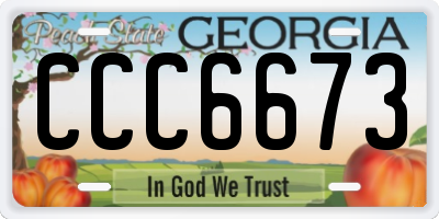 GA license plate CCC6673