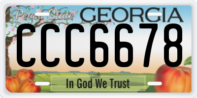 GA license plate CCC6678