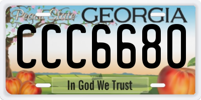 GA license plate CCC6680