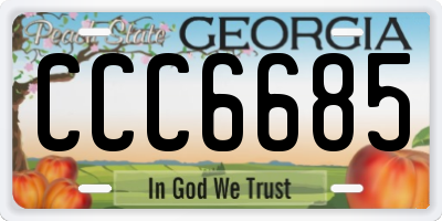 GA license plate CCC6685