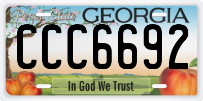 GA license plate CCC6692
