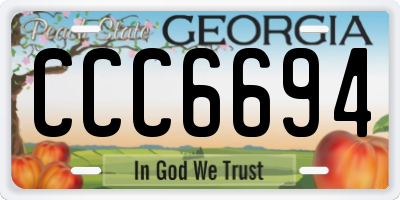 GA license plate CCC6694