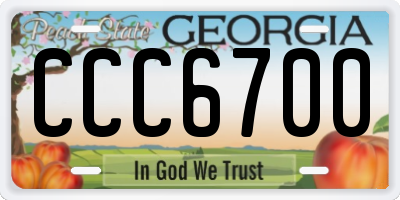 GA license plate CCC6700