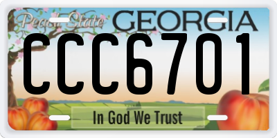 GA license plate CCC6701