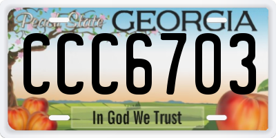GA license plate CCC6703