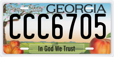 GA license plate CCC6705