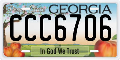 GA license plate CCC6706