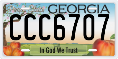 GA license plate CCC6707