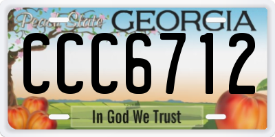 GA license plate CCC6712