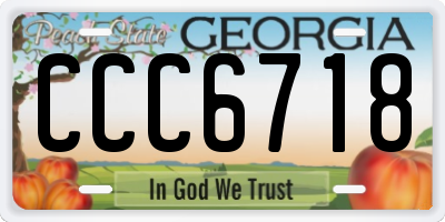 GA license plate CCC6718