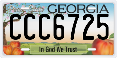 GA license plate CCC6725
