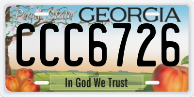 GA license plate CCC6726