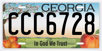 GA license plate CCC6728