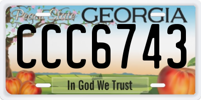 GA license plate CCC6743