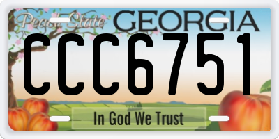 GA license plate CCC6751