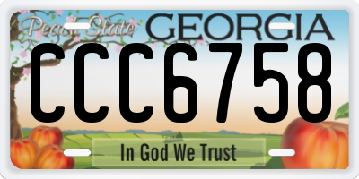 GA license plate CCC6758