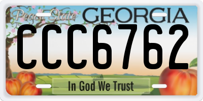 GA license plate CCC6762