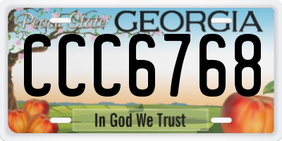 GA license plate CCC6768