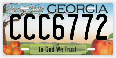 GA license plate CCC6772