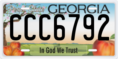 GA license plate CCC6792