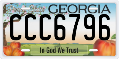 GA license plate CCC6796