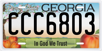 GA license plate CCC6803