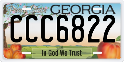 GA license plate CCC6822