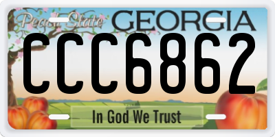 GA license plate CCC6862