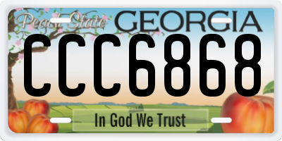 GA license plate CCC6868