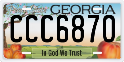 GA license plate CCC6870