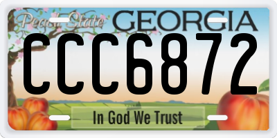 GA license plate CCC6872