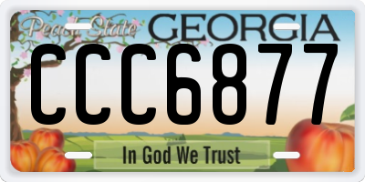 GA license plate CCC6877