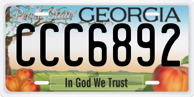 GA license plate CCC6892