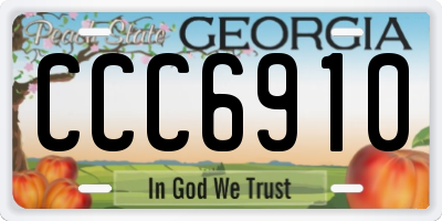 GA license plate CCC6910