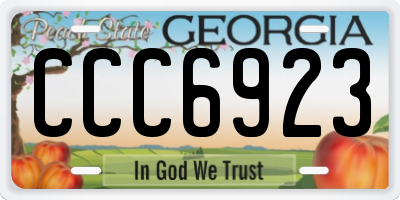 GA license plate CCC6923
