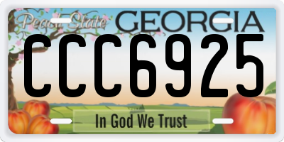 GA license plate CCC6925