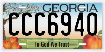 GA license plate CCC6940