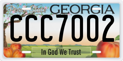 GA license plate CCC7002