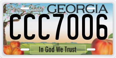 GA license plate CCC7006