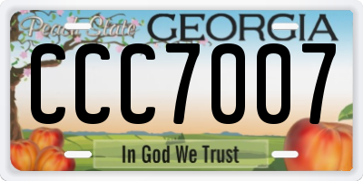 GA license plate CCC7007