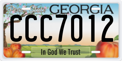 GA license plate CCC7012