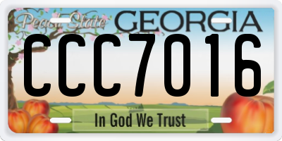 GA license plate CCC7016