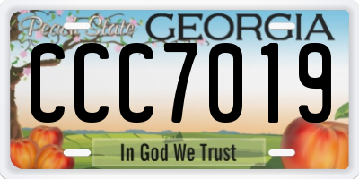GA license plate CCC7019
