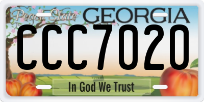 GA license plate CCC7020