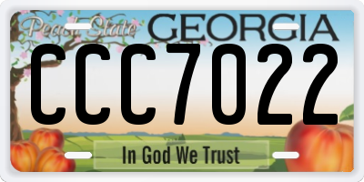 GA license plate CCC7022