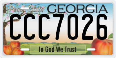 GA license plate CCC7026