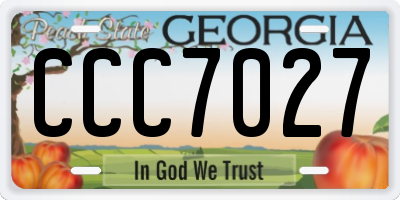 GA license plate CCC7027